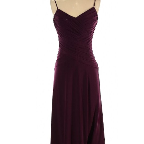 Eliza J fit and flare Ruched Sleeveless Tea Dress Eggplant Purple Sz 4 - Picture 3 of 6